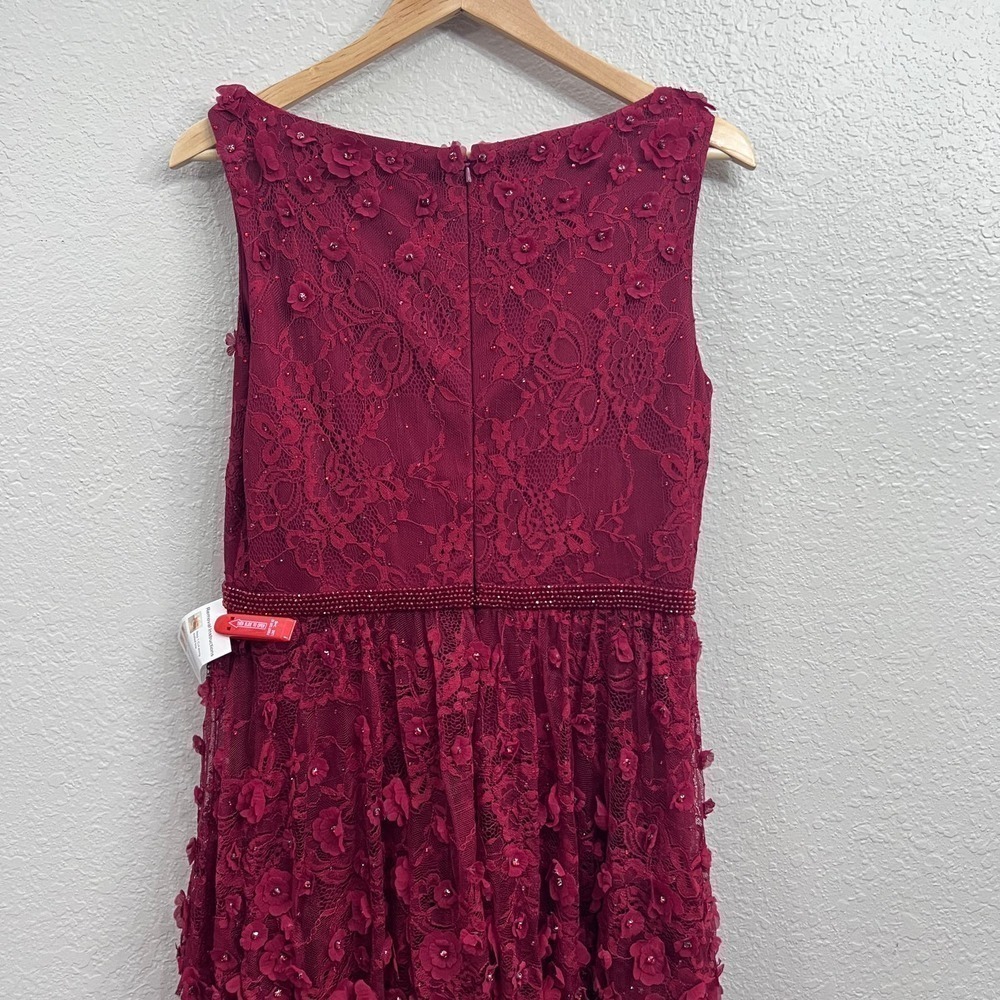 NEW $698 MAC DUGGAL 67710 BURGUNDY FLORAL RUFFLED TIERED SLEEVELESS GOWN Sz 10 - Picture 9 of 16